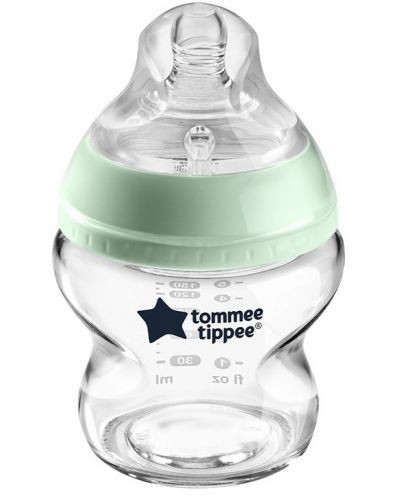 Бебешко стъклено шише Tommee Tippee Easi Vent - 150 ml, с биберон 1 капка - 1