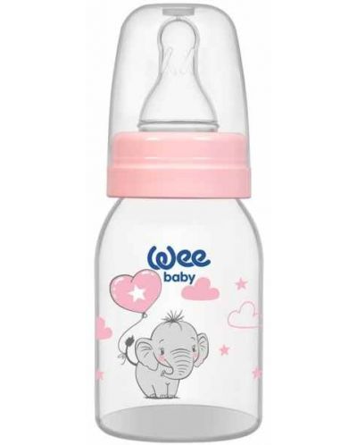 Бебешко шише Wee Baby Classic - 125 ml, розово със слонче - 1