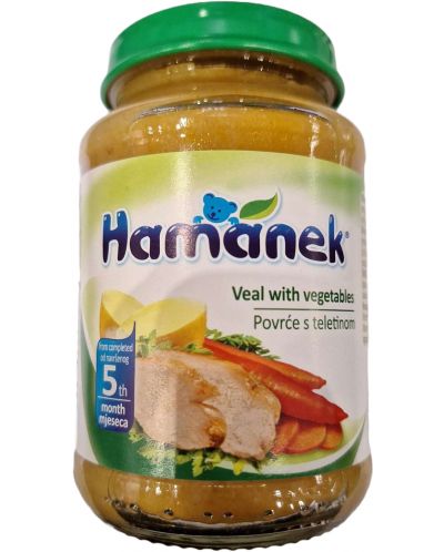 Бебешко пюре Hamanek - С телешко, зеленчуци и картофено пюре, 5 m+, 190 g - 1
