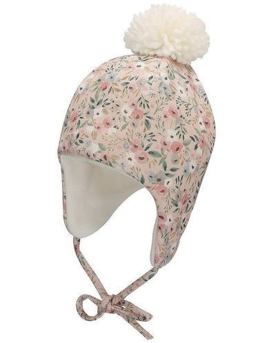 Бебешка зимна шапка за момиче Sterntaler - С принт на цветя, 47 cm, 9-12 м - 1