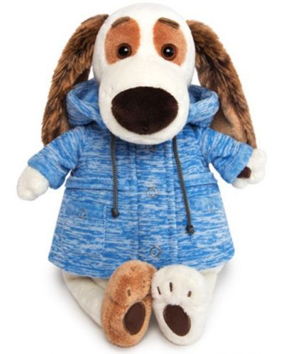 Плюшена играчка Budi Basa - Кученце Бартоломей, със синьо яке, 33 cm - 1
