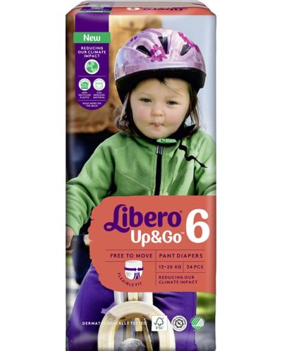 Бебешки пелени гащи Libero Up&Go – Jumbo 6, 36 броя - 1
