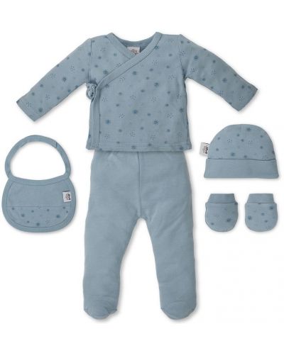 Бебешки комплект за изписване Interbaby - 5 части, 0-6 м, син - 1