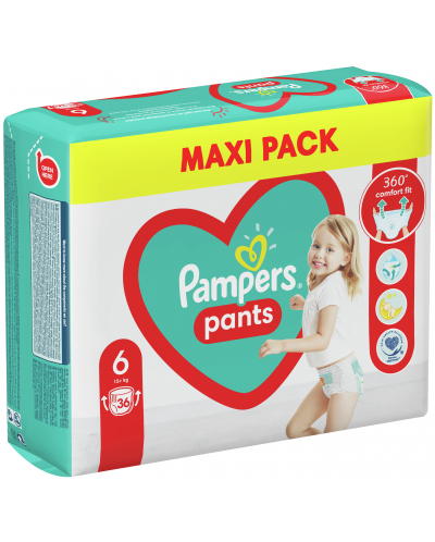 Бебешки пелени гащи Pampers 6, XL, 36 броя - 1