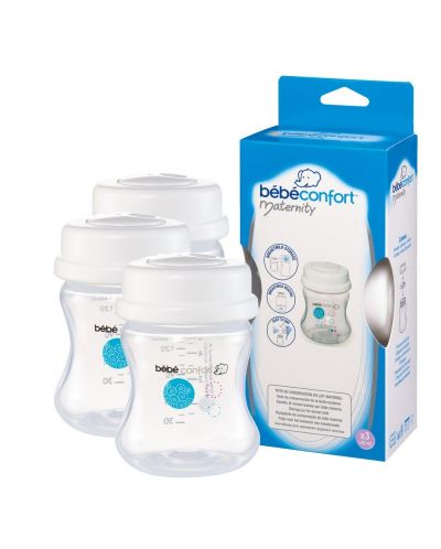 Комплект полипропиленови бутилки за съхранение на кърма Bebe Confort - 140 ml, 3 броя - 1