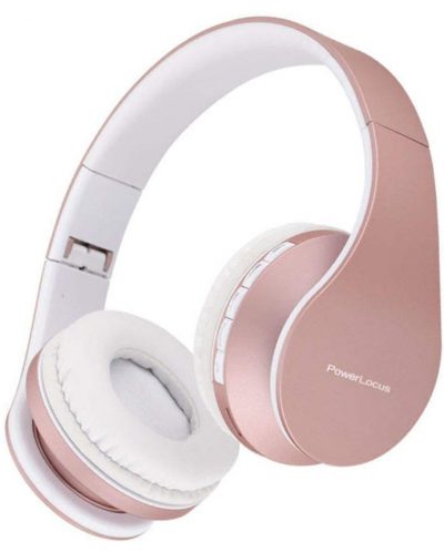 Безжични слушалки PowerLocus - P1, розови/златисти - 1