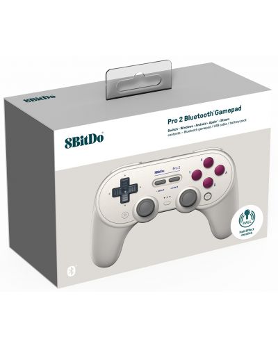 Безжичен контролер 8BitDo - Pro 2, Hall Effect Edition, G Classic, бял (Nintendo Switch/PC) - 6