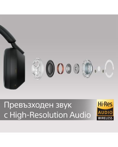 Безжични слушалки с микрофон Sony - WH-1000XM5, ANC, черни - 5