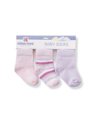 Бебешки чорапи KikkaBoo Stripes - Памучни, 1-2 години, лилави - 1