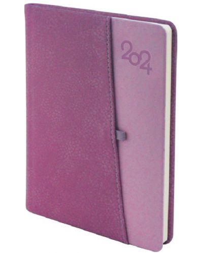 Бележник Spree Canberra - С джоб за GSM и химикалка, 168 листа, лилав, 2024 - 1