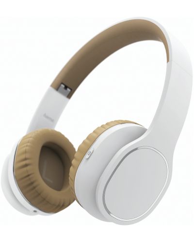 Безжични слушалки с микрофон Hama - Touch, бели/кафяви - 1