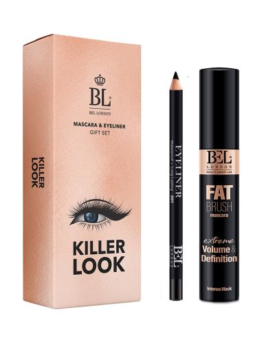 Bel London Комплект Killer Look - Спирала Fat Brush + Черен молив за очи - 1