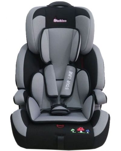 (Непозволено за продажба) Детско столче за кола Bebino - Star Line, черно и сиво, 9-36 kg