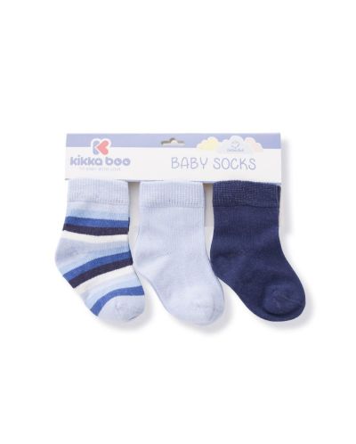 Бебешки чорапи KikkaBoo Stripes - Памучни, 6-12 месеца, тъмно сини