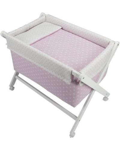 Бебешка кошара Interbaby - Със спален комплект, розов - 4