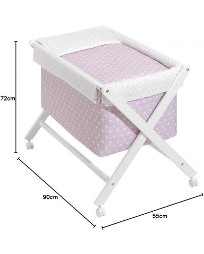 Бебешка кошара Interbaby - Със спален комплект, розов - 7