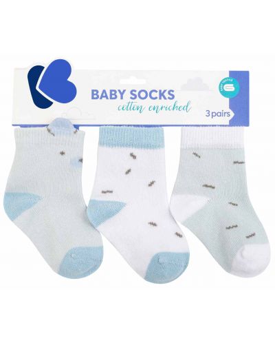 Бебешки чорапи с 3D уши KikkaBoo - Bear with me,  0-6 месеца, 3 чифта, Blue - 1