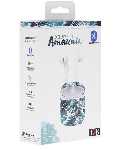 Безжични слушалки T'nB - Exclusiv Amazonia, TWS, бели/зелени - 3