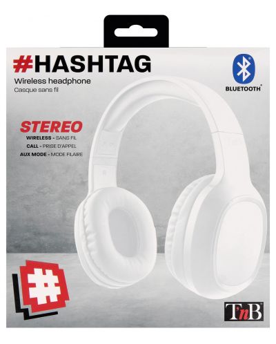 Безжични слушалки с микрофон T'nB - Hashtag, бели - 2