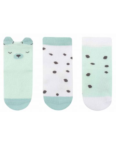 Бебешки чорапи с 3D уши KikkaBoo - Bear with me, 2-3 години, 3 чифта, Mint - 2