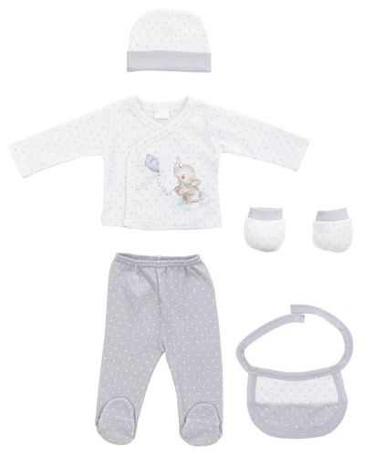 Бебешки комплект за изписване Interbaby - 5 части, 0-6 м, сив - 1