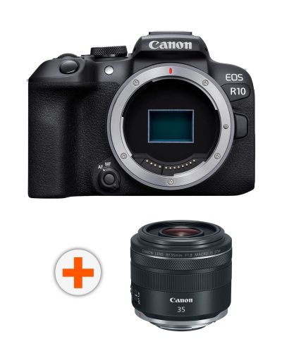 Безогледален фотоапарат Canon - EOS R10, Black + Обектив Canon - RF 35mm f/1.8 IS Macro STM - 1