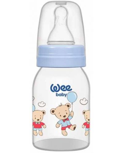 Бебешко шише Wee Baby Classic - 125 ml, синьо с мечета - 1