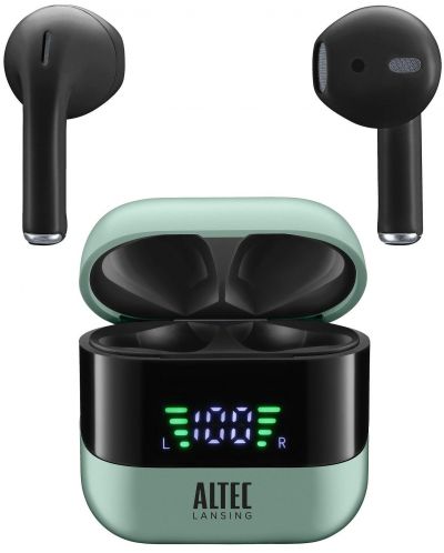 Безжични слушалки Altec Lansing - Club, TWS, черни/зелени - 1