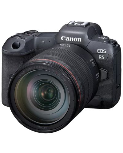 Безогледален фотоапарат Canon - EOS R5, RF 24-105mm f/4L IS USM, черен - 2