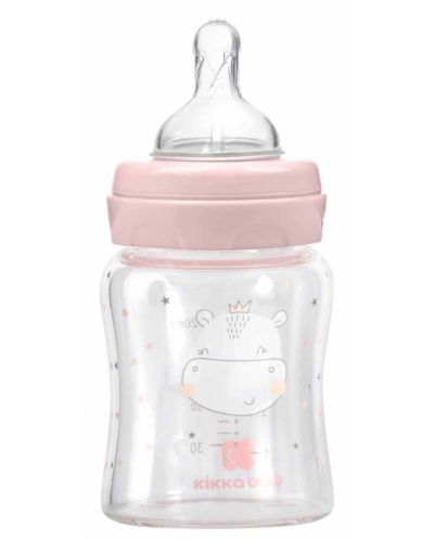 Бебешко стъклено шише KikkaBoo Hippo Dreams - 120 ml, розово - 2