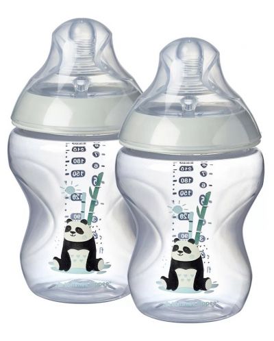 Комплект шишета Tommee Tippee - Easi Vent, 260 ml, панда, 2 броя - 2