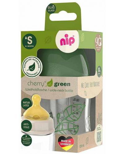 Бебешко шише за момче NIP Green - Cherry, Flow S, 120 ml - 3