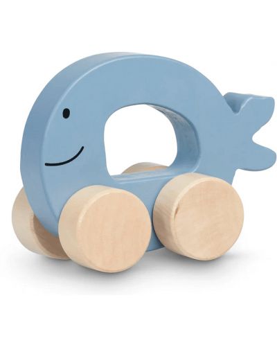 Бебешка дървена играчка Jollein - Количка, Sea Animal Blue - 3