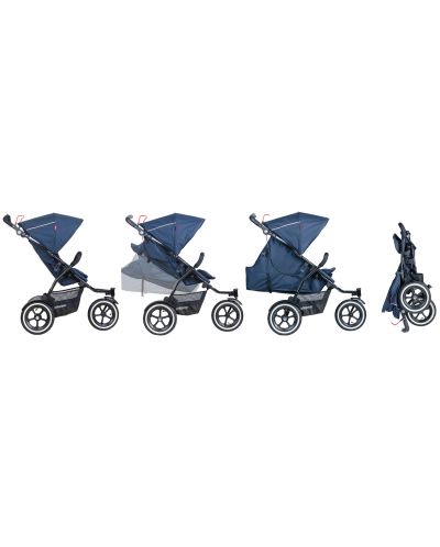 Бебешка количка за едно или породени деца Phil & Teds - Sport V5, Зелена - 5