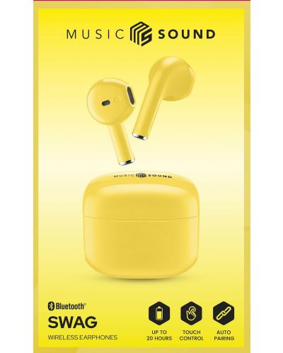 Безжични слушалки Cellularline - Music Sound Swag, TWS, жълти - 2