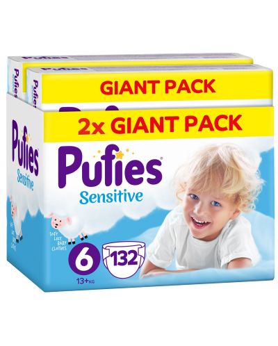 Бебешки пелени Pufies Sensitive 6, 13+ kg, 132 броя, Giant Pack - 1