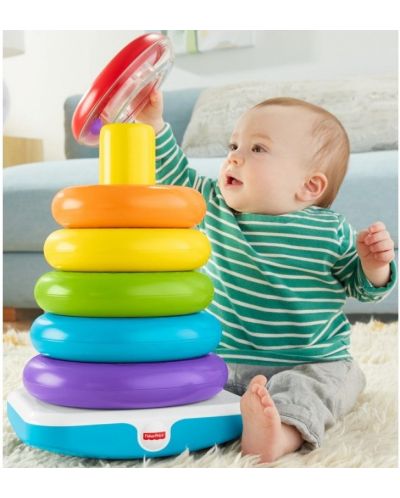Бебешка играчка Fisher Price - Пластмасова низанка с 5 кръгчета - 3
