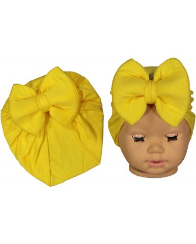 Бебешка шапка тип тюрбан NewWorld - Жълта - 1