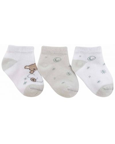 Бебешки летни чорапи KikkaBoo - Dream Big, 6-12 месеца, 3 броя, Beige - 2