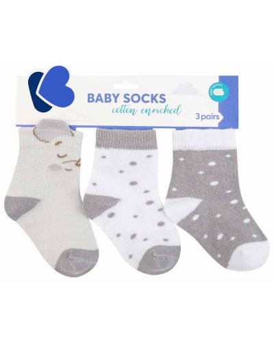 Бебешки чорапи с 3D уши KikkaBoo - Joyful Mice, 0-6 месеца, 3 чифта - 1