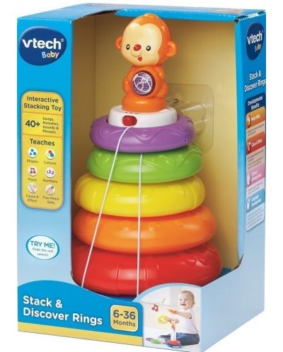 Бебешка играчка Vtech - Интерактивни рингове за нанизване (на английски език) - 1