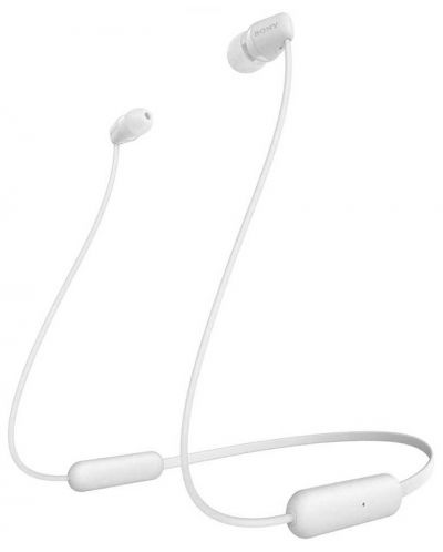 Безжични слушалки с микрофон Sony - WI-C200, бели - 1