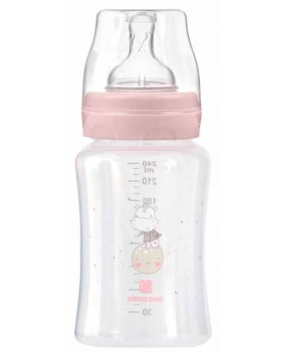 Бебешко шише KikkaBoo Hippo Dreams - РР, 240 ml, розово - 1