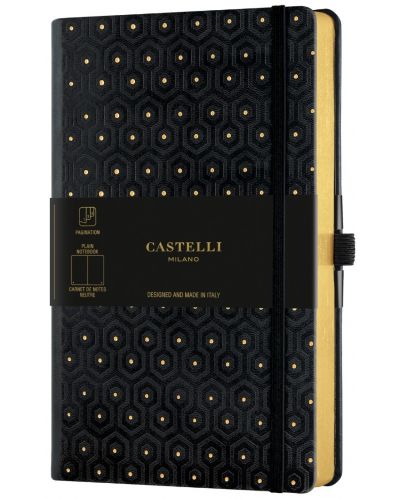 Бележник Castelli Copper & Gold - Honeycomb Gold, 13 x 21 cm, бели листове - 1