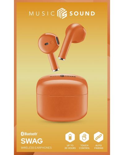 Безжични слушалки Cellularline - Music Sound Swag, TWS, оранжеви - 2