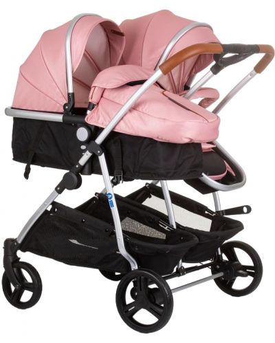 Бебешка количка за близнаци Chipolino - Дуо Смарт, фламинго - 2