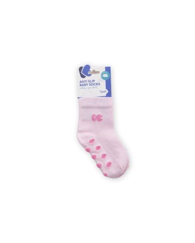 Бебешки чорапи против подхлъзване KikkaBoo - Памучни, 6-12 месеца, светлорозови - 1