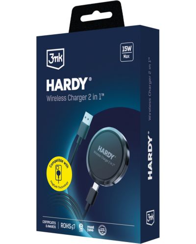 Безжично зарядно 3mk - Hardy Wireless Charger 2 в 1, 15W, черно - 9