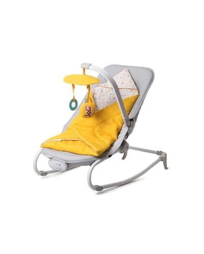 Бебешки шезлонг с вибрация KinderKraft Felio - С мелодии, жълт