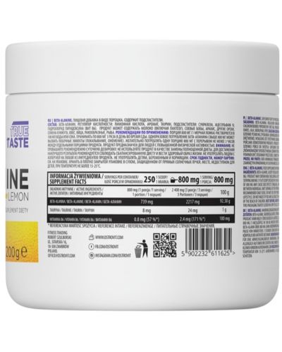 Beta-Alanine Powder, лимон, 200 g, OstroVit - 2